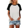 thumbnail image 2 of Womens Tops Womens T Shirts Short Sleeve Color Block Loose Fit Casual Summer Tops Comfy Blouses Basic Tees Shirts for Women, 2 of 6