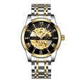 thumbnail image 1 of TEVISE TEVISE Men's Luxury Automatic Skeleton Watch, Stainless Steel Waterproof Timepiece, Retro Design, Black & Gold Option, 1 of 6
