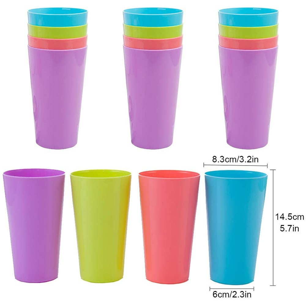 NOGIS Set of 12 Kids Cups 17.5 oz Kid Cups Adults Reusable Plastic Cups Microwave