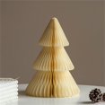 thumbnail image 2 of Christmas Tree Decor, Honeycomb Folding Paper Tabletop Ornament, 7.9 Inch Lightweight Neutral Beige 1 Pack, for Indoor Holiday Party Home Mantel Shelf Xmas Festive Decoration, 2 of 3