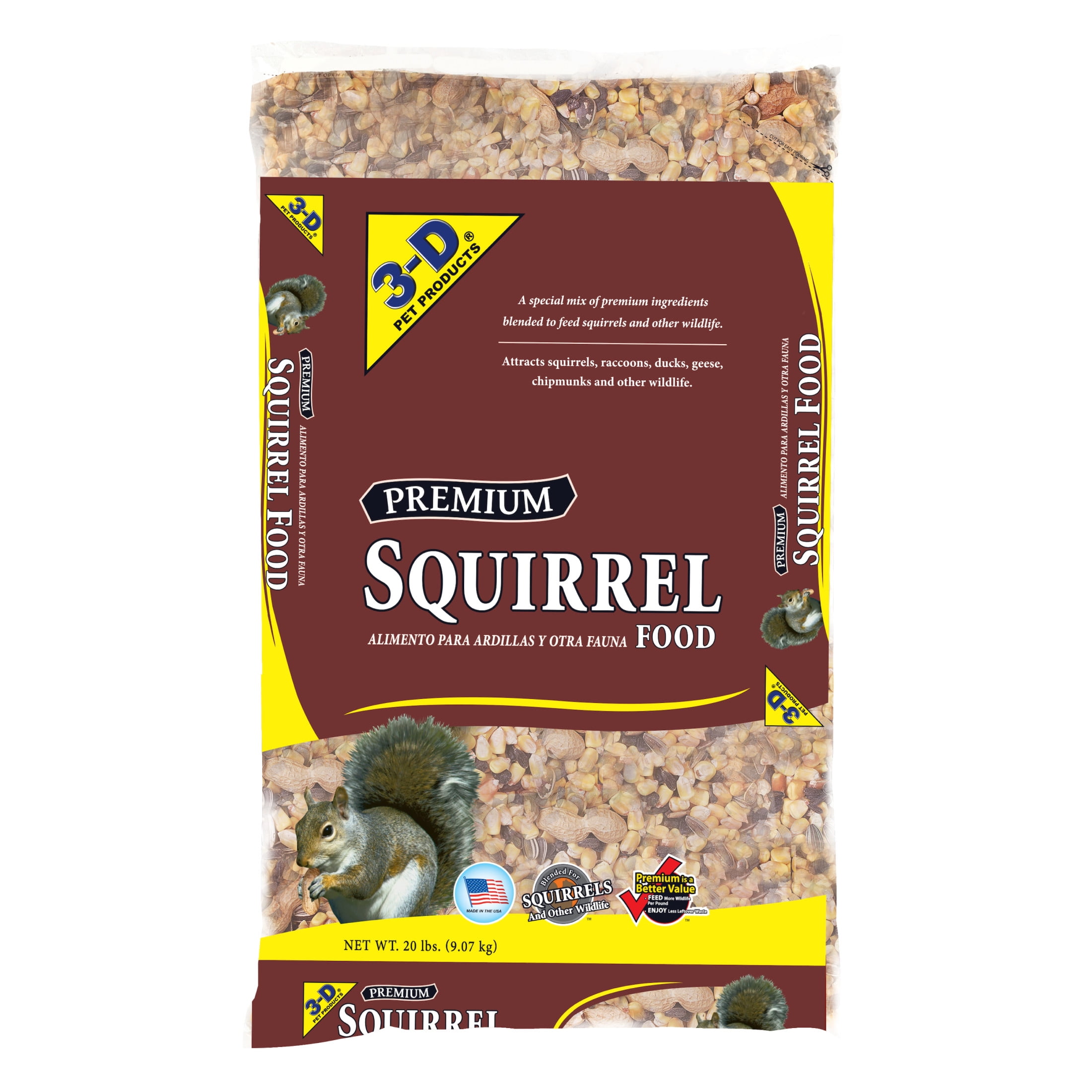(4 pack) 3-D Pet Products Premium Squirrel and Wildlife Food, 20 lb., Dry, 1 Pack