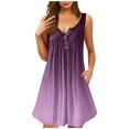 thumbnail image 1 of Robes d'Été pour Femmes Col Rond Imprimé Boutons Manches Courtes Robes de Plage Décontractées Mini Robe avec Poches, 1 of 4