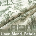 thumbnail image 2 of Kitchen Curtains Toile Tier Linen Short Curtains Cafe 36 Inch Length for Living Room Bathroom Farmhouse French Country Vintage Printed Pattern Rod Pocket 2 Panels Loden Green, 2 of 5