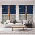 thumbnail image 6 of Navy Blue Striped Kitchen Curtain for Berdoom Living Room Cafe 72 Inch Length, Farmhouse Stripes Modern Abstract Tiers Curtains Light Filtering Drapes Rod Pocket Window Treatment 2 Panels 52"Wx72"L, 6 of 8