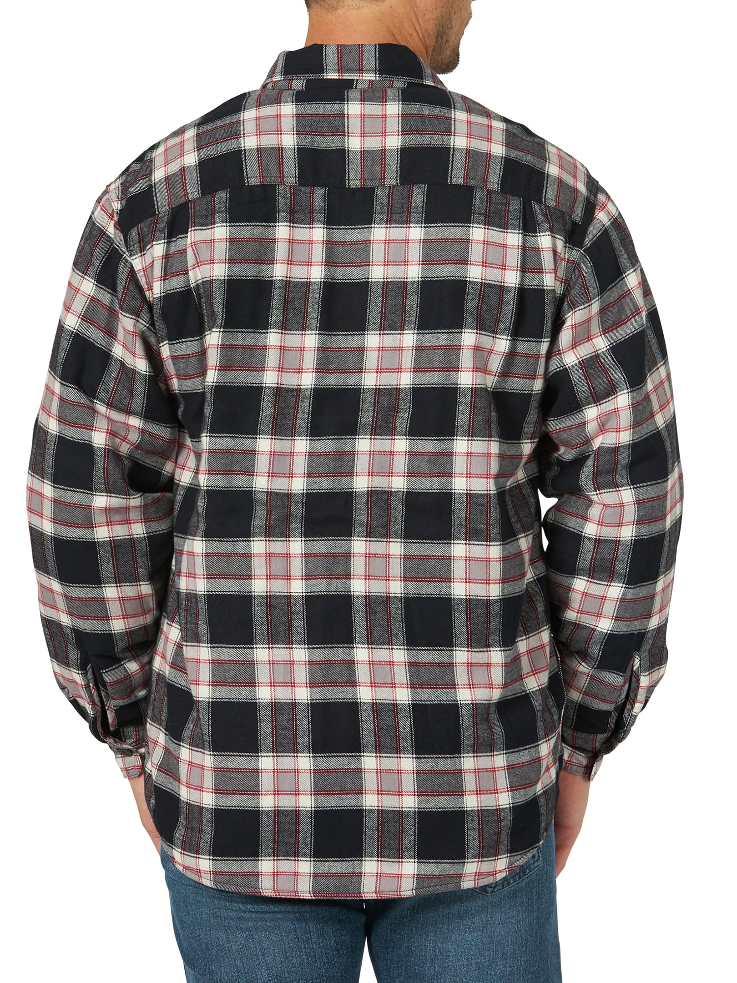 Wrangler Men's Heavyweight Plaid Sherpa Lined Shirt Jacket 