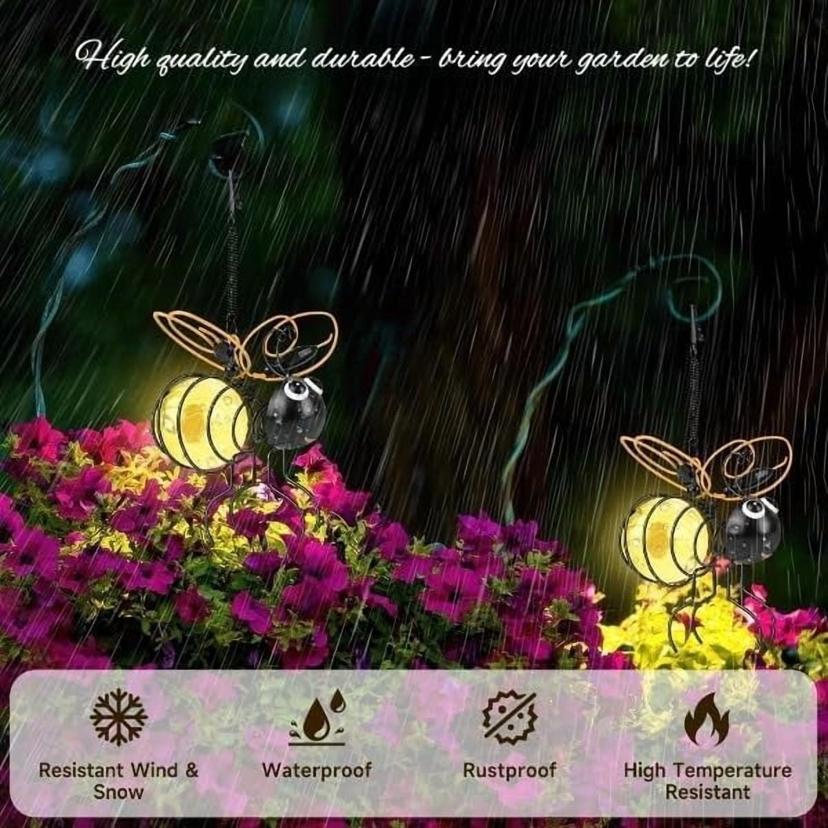 XEAZON Solar Bees Lights Outdoor, Hanging Bee Solar Garden Light,Garden Solar Bees Simulation Lights, Waterproof Bumble Bees Solars Light for Party Festivals Garden Decor Birthday Gifts (3pcs)