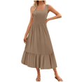 thumbnail image 2 of Wiyuqeen Women's Empire Waist Sleeveless Tiered Dresses Elegant Square Neck Pleated Swing Maxi Dresses Casual Summer Solid Color Sundresses, 2 of 7
