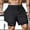 Black, variant on Men Solid Color Casual Shorts Workout Gym 2-in-1 Pants Drawstring Double Layer Exercise Pants