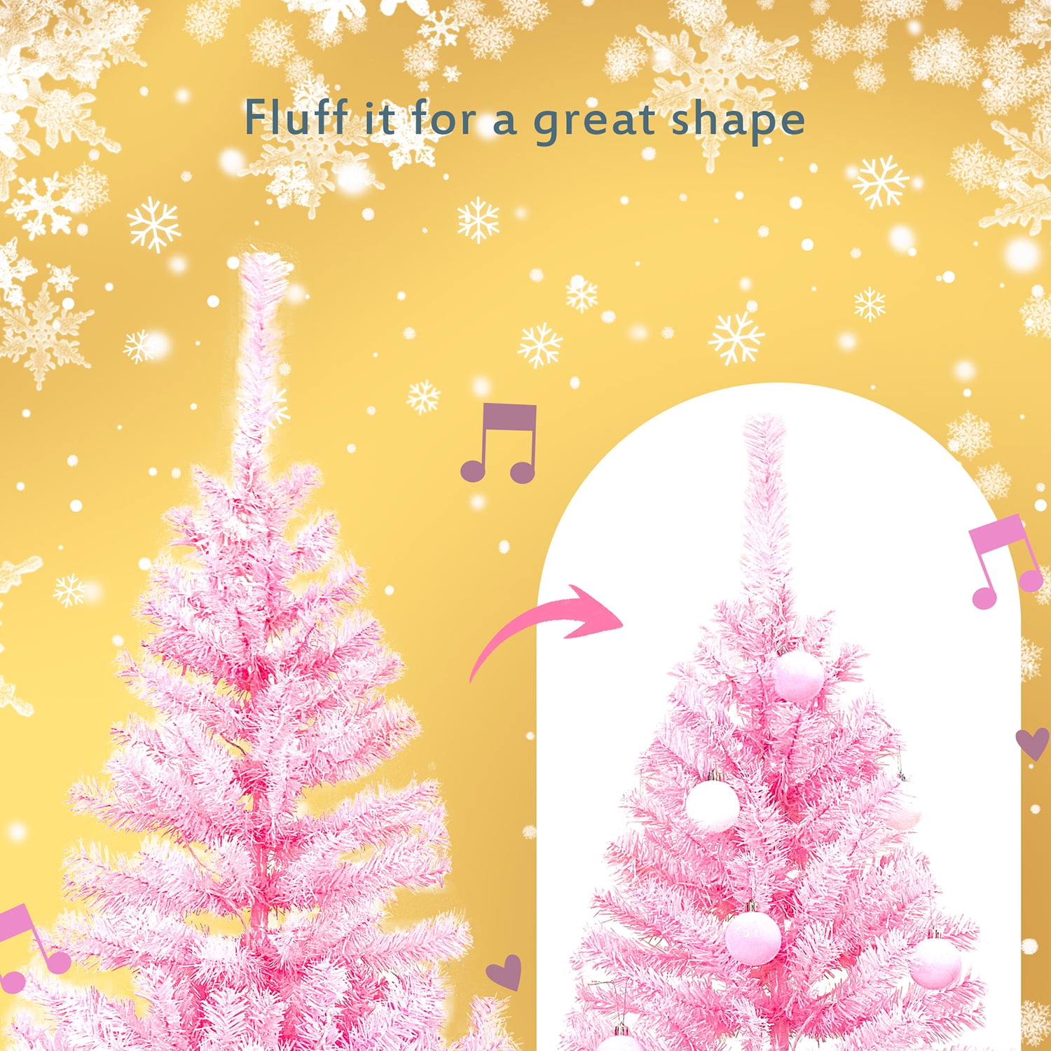 Kadyn Pre-lit Artificial Christmas 2-Piece Set, Xmas Tree 5FT Pink Christmas Tree with 6 feet Garland X-mas, Pink Kadyn Pre-lit Artificial Christmas 2-Piece Set, Xmas Tree 5FT Pink Christmas Tree with 6 feet Garland X-mas, Pink