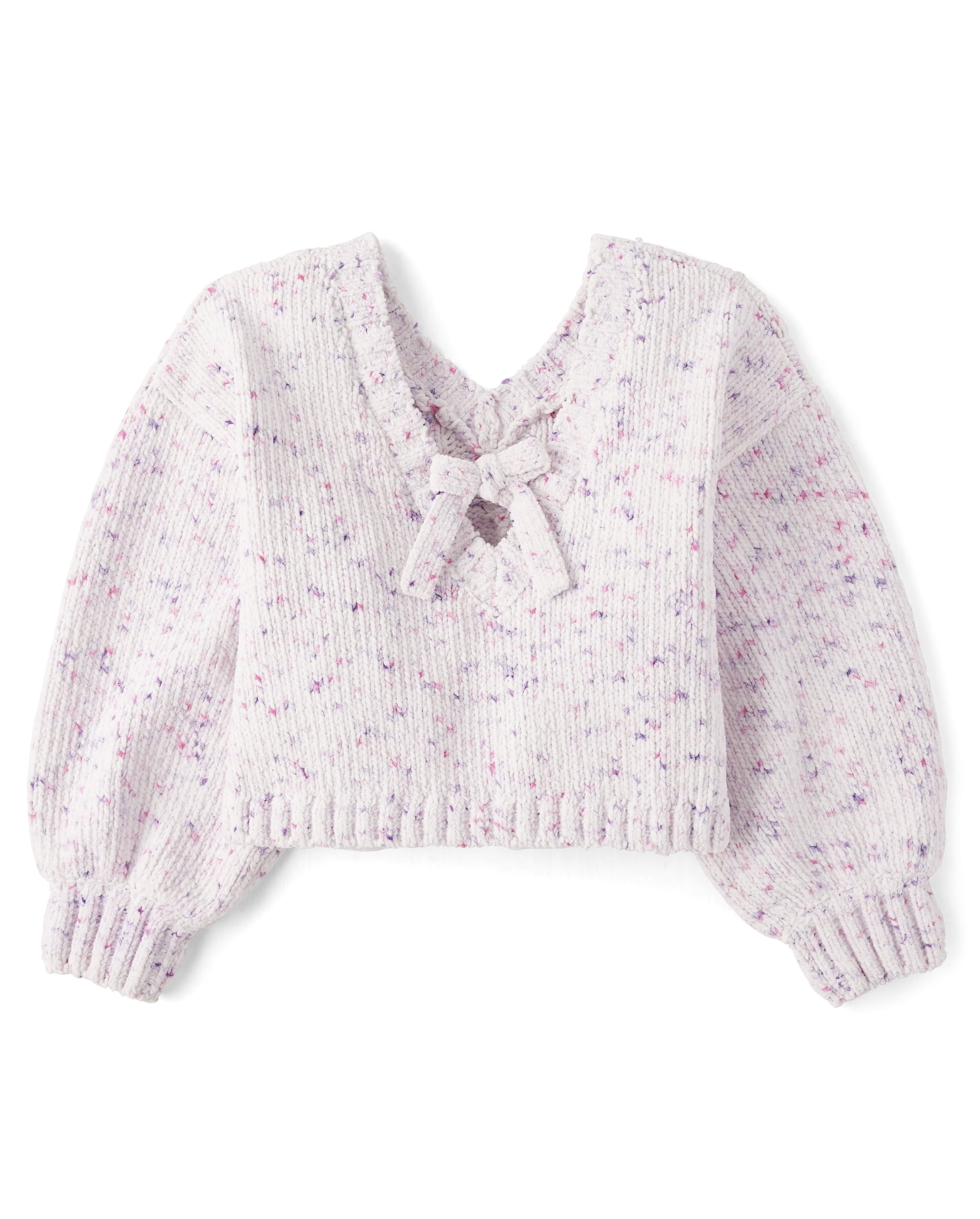 The Children's Place Girls Bow Back Cable Knit Chenille Sweater, Sizes XS-XXL
