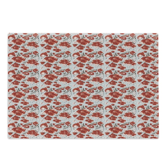 Floral Cutting Board, Pattern of Flowers on a Pale Background Romantic Spring Petals Leaves, Decorative Tempered Glass Cutting and Serving Board, Large Size, Pale Grey Orange Taupe, by Ambesonne