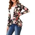 thumbnail image 5 of INSPIRE CHIC Women's Leopard Print Long Sleeve Open Front Cardigan Black Pink XS, 5 of 7