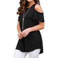 thumbnail image 3 of JustVH Women's Cold Shoulder Short Sleeve Casual Tunic Tops Loose Blouse Shirts, 3 of 3