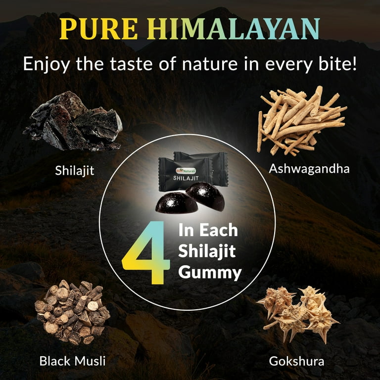 Shilajit Gold Pure Nutrition Naturals - Avec Ashwagandha, 100% Naturel, 30 Capsules