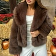 thumbnail image 5 of Pounoo Winter Coats for Women Warm Cropped Furry Jackets Lapel Long Sleeve Winter Fluffy Outerwear Shaggy Parka Coat Gift, 5 of 7