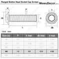 thumbnail image 2 of HAHDAXIA M6-1.0 x 20mm Flanged Button Head Socket Cap Screws, Stainless Steel 304, Full Thread, Allen Socket Drive, 25 PCS, 2 of 7