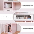 thumbnail image 6 of Hironpal Vanity Desk with Arched Tri-folding Mirror and Lights, Makeup Dressing Table with Adjustable Brightness and Storage Space for Women Girls Gift, 6 of 7