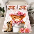thumbnail image 2 of Homewish Teenagers Floral Animal Highland Cow Twin Sheet Sets 3pcs,Western Cowgirl Twin Fitted Sheet Microfiber,Leopard Print Boots Hat Breathable Flat Sheet,Vinatge Cabin Breathable Home Decor, 2 of 7