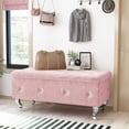 thumbnail image 3 of AWQM Upholstered Storage Ottoman Storage ottoman Bench End of Bed Bench with Button Tufted and Safety Hinge Pink, 3 of 8