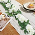 thumbnail image 3 of Juego de 3 guirnaldas de rosas de seda blancas artificiales, 2,4 m, hiedra falsa para colgar, flores artificiales falsas, hojas de plantas decorativas para boda, hogar, jardín, decoración, 3 of 5