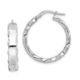 thumbnail image 3 of 925 Sterling Silver Rhodium-plated Scalloped Edge Hoop Earrings, 3 of 5