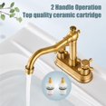 thumbnail image 4 of 4 Inch Centerset Bathroom Sink Faucet Vintage 2 Cross Handles Mixer Tap Basin Vanity Lavatory Utility for Sink 3 Hole Include Water Hose Pop Up Drain with Metal Cover Antique Brass, 4 of 6