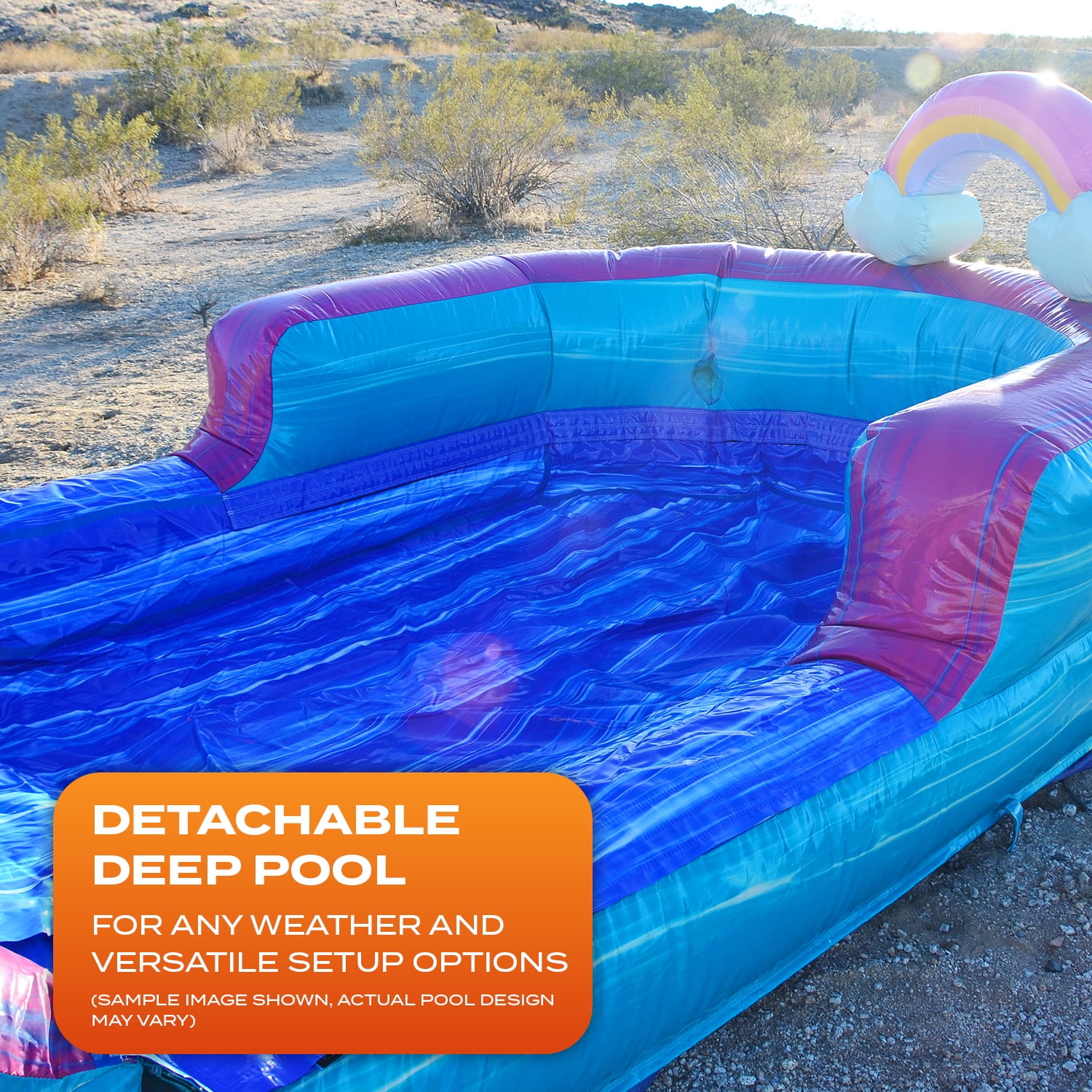 JumpOrange Queen Commercial Grade Double Lane Water Slide with Removable Pool for Kids and Adults (with Blower)