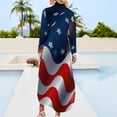 thumbnail image 2 of USA Red White and Blue Stars and Stripes American Flag Patriotic Design Long Sleeved Shirt Dress dresses with long sleeves, 2 of 6