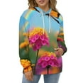 thumbnail image 4 of Butterfly Rainbow Floral Print Men's Women Vintage 3D Hooded Sweatshirt - All-Season Loose Fit Streetwear, 4 of 6