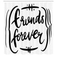 thumbnail image 3 of Best Friend Shower Curtain, Friends Forever Motivation Lettering Monochrome Cute Illustration, Fabric Bathroom Set with Hooks, 69"WX70"L, Charcoal Grey and White, by Ambesonne, 3 of 3
