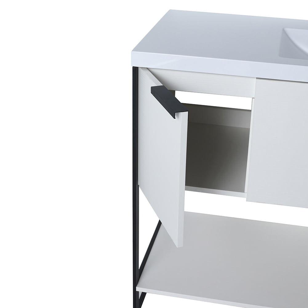 Kepooman 47" Modern Floating Bathroom Vanity, Free Standing Cabinet with Doors and Drawer, White Straight Grain Kepooman 47" Modern Floating Bathroom Vanity, Free Standing Cabinet with Doors and Drawer, White Straight Grain