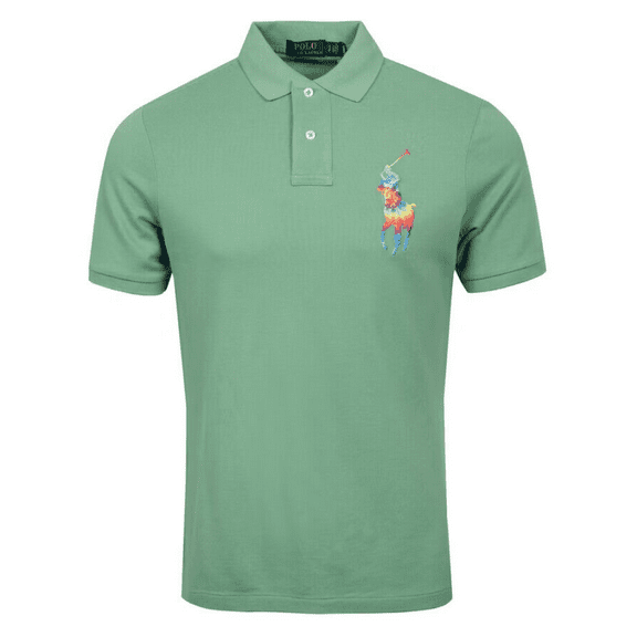 POLO RALPH LAUREN Tye-Dye Big Pony Mesh Polo Shirt Green, S