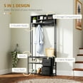thumbnail image 3 of HOMCOM 5-in-1 Hall Tree with Bench and Shoe Storage, Entryway Bench with Coat Rack, 3 Storage Compartments, 2 Fabric Drawers, Distressed Black, 3 of 9