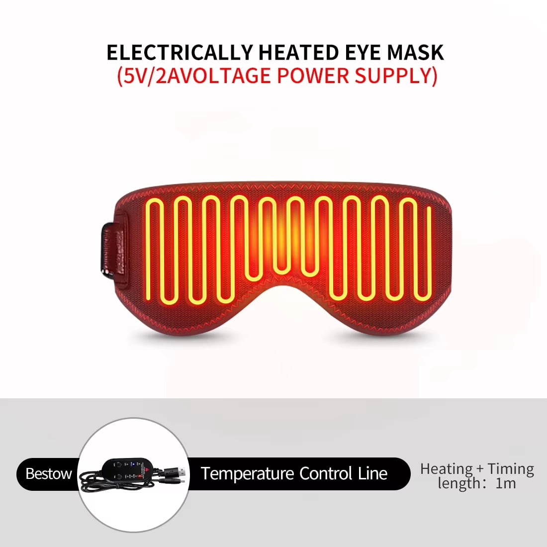 USB Heated Sleep Mask, Far Infrared Eye Warmer, 3 Heat Levels, Adjustable Blackout, Non-Vibrating