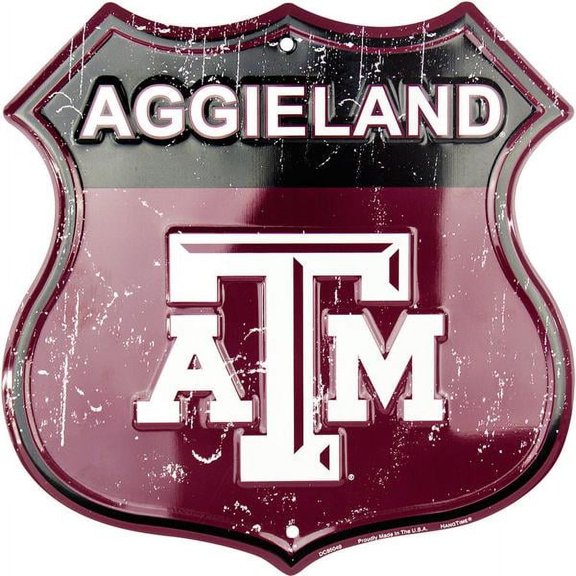 Hangtime Texas A&M - Texas A&M Aggies - AGGIELAND 12x12 Die Cut Route Sign