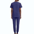 thumbnail image 4 of Minjewel Women's V-Neck Short Sleeve Two-Piece Scrubs for Women Set with Pockets, Soft & Durable Medical Scrub Set for Hospital & Clinic Wear,Navy S, 4 of 5