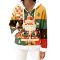 thumbnail image 6 of Women's Casual Fashion Long-Sleeve Zip-Up Fleece Hooded Cardigan with Christmas Print, Cozy and Warm for Winter Season,Yellow,XL, 6 of 8