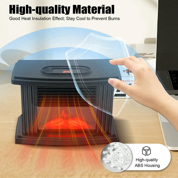 DENEST Mini Electric Fireplace, 1000W, Free Standing Space Heater Stove with 3D Flame Effect for  Home