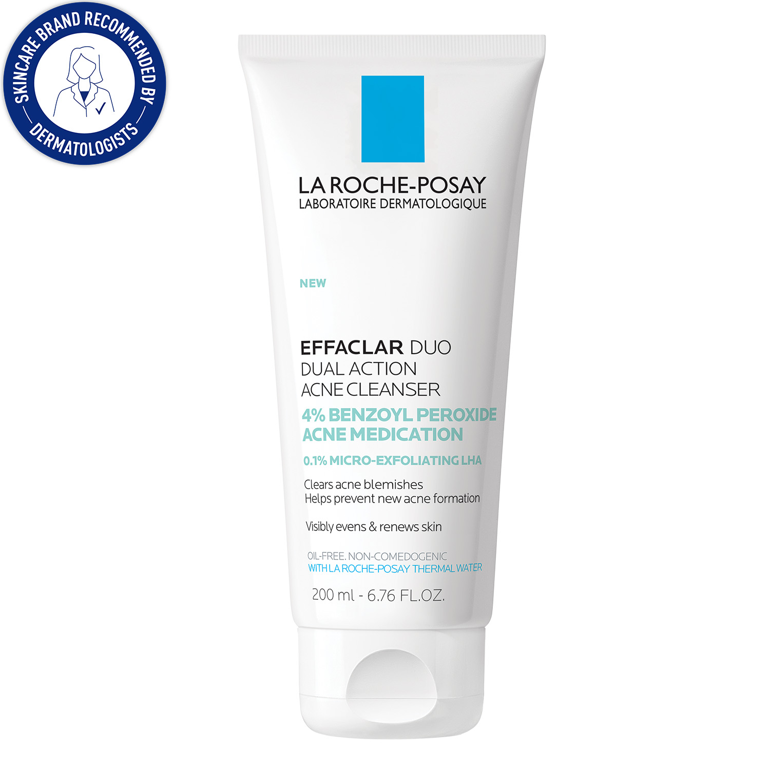 La Roche-Posay Effaclar Duo 4% Benzoyl Peroxide Acne Face Wash for Oily Skin, 6.76 fl oz