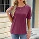 thumbnail image 5 of Fiudx Ofertas y Liquidaciones Camiseta Informal Lisa a La Moda para Mujer, Blusa de Manga Corta con Cuello Redondo, Tops Informales con Botones, 5 of 7
