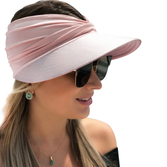 Women's Visor Cap, Sun Protection Beach Hat, Sun Hat, Wide Brim, Summer Hat, Beach Hat, UV Protection, for Outdoor Golf, Tennis, Running Pink