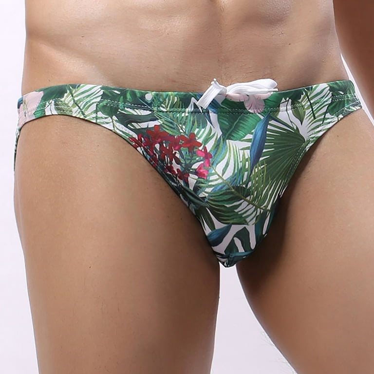 Swimsuit Men Men'S Underwear Swim Trunks Low-Rise Printing Smooth
