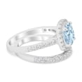 thumbnail image 3 of Cushion Cut Band Round Ring Aquamarine CZ 925 Sterling Silver Size 10, 3 of 7
