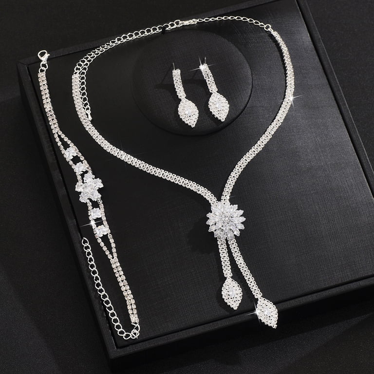 Sdmnsg-T Flower Bridal Wedding Jewelry Set Silver Crystal  display picture 1