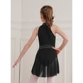 thumbnail image 4 of Aiihoo Girls Shiny Lyrical Dance Dress Sleeveless Halter Neck Leotard Wrap Skirt Modern Jazz Ballet Dress Black 6, 4 of 7