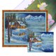 thumbnail image 1 of Hilo Algodón Bordado Punto Cruz Impreso 11CT Casa Nieve Navidad 60x50cm, 1 of 9
