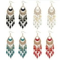 thumbnail image 3 of Bohemian Style Crescent Moon Shape Water Drop Long earring Crescent water drop Dangle Tassel Pendant Earring Ear Stud, 3 of 9