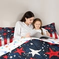 thumbnail image 4 of Manfei Blue Red Stars Bed in a Bag King Size,Splatter Ink Bed Set,Red White Lines Bedding King Size,Super Cozy Room Decorative Reversible,7 Pieces, 4 of 7