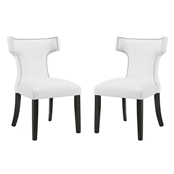 Modern Contemporary Urban Design Kitchen Room Dining Side Chair ( Set of Two), White, Faux Leather