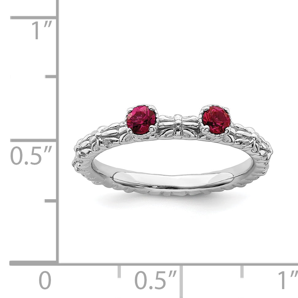 Created Ruby Sterling Silver Two-Stone Ring